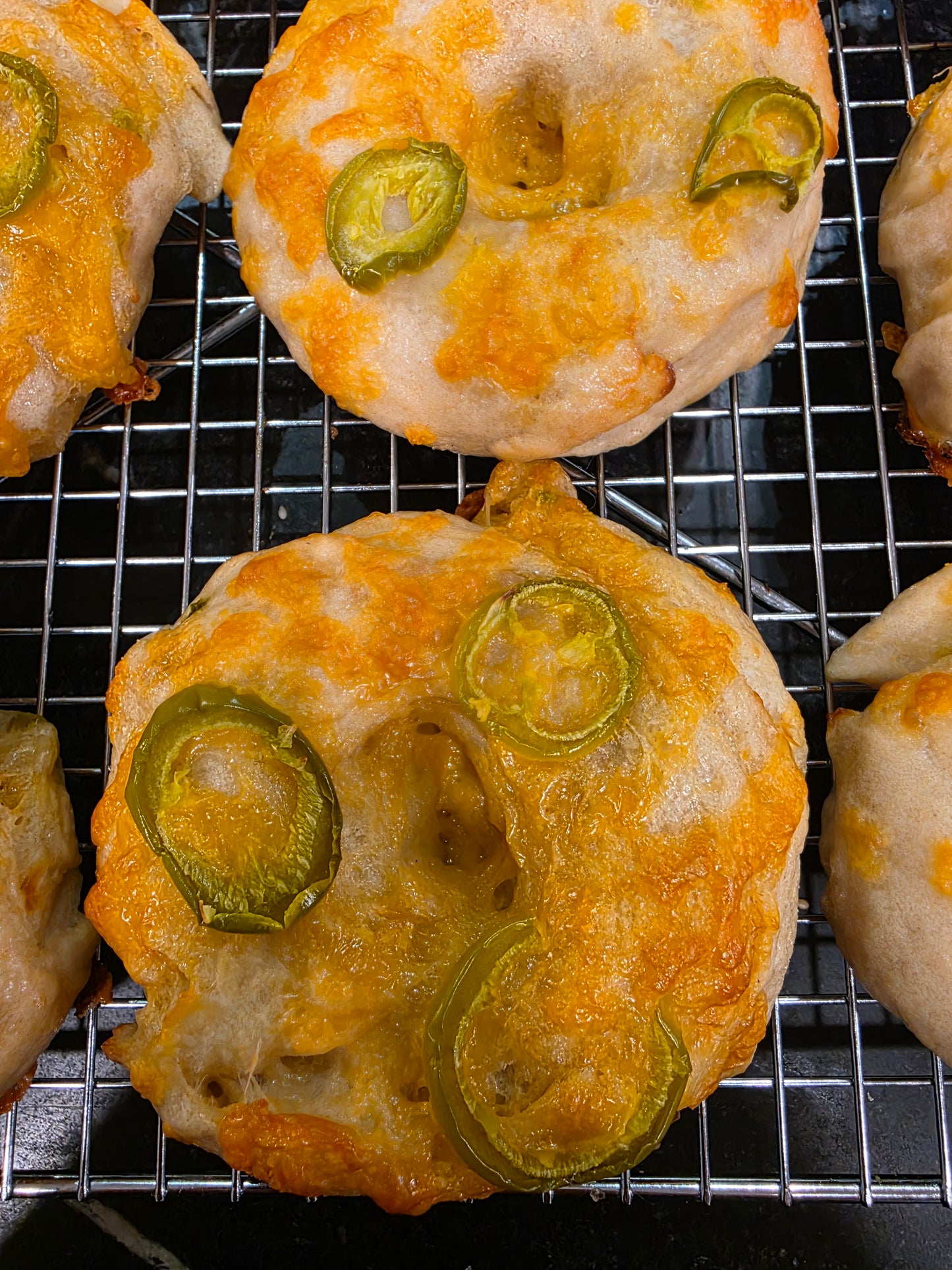 Sourdough Discard Jalapeño cheddar bagel