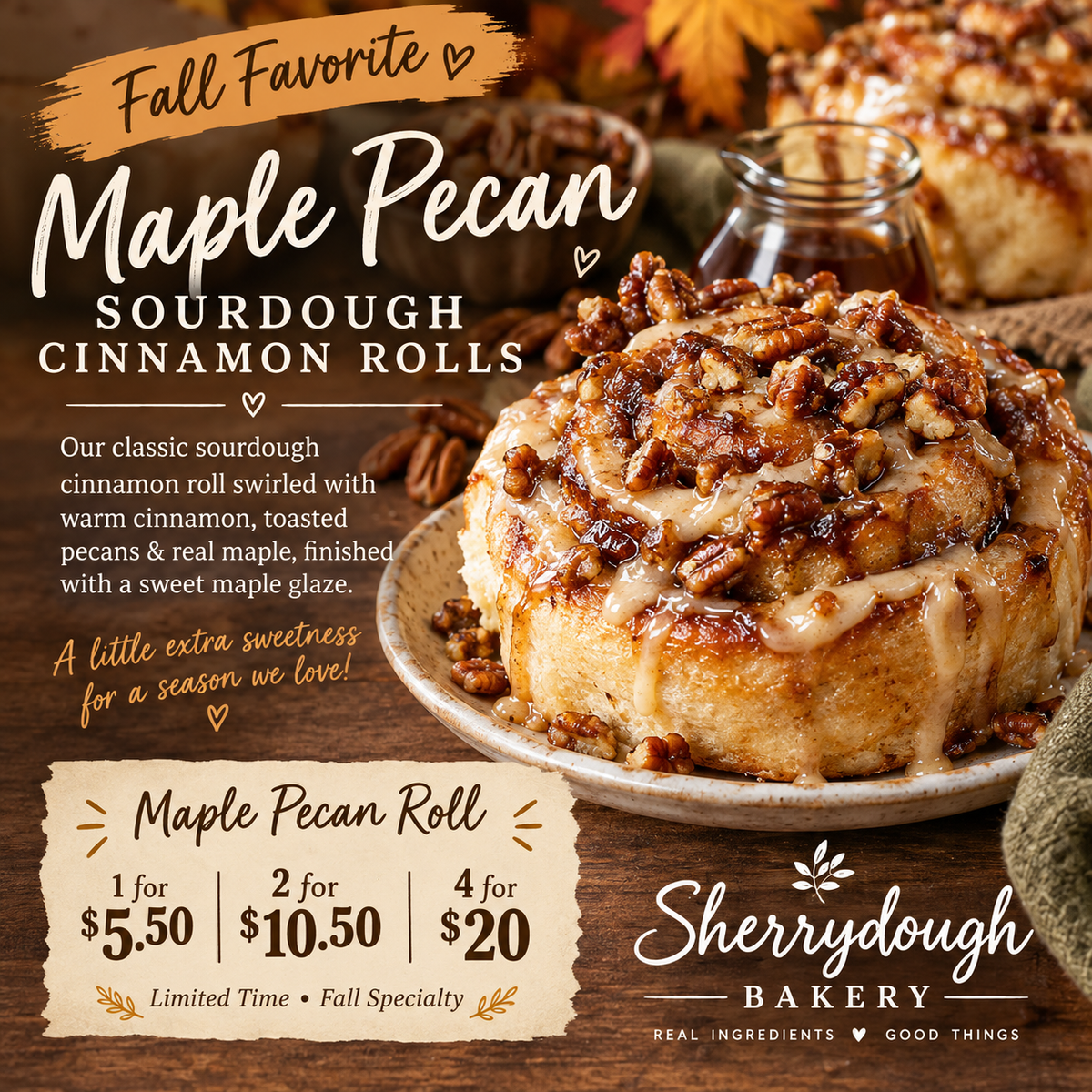 Sourdough Maple Pecan Cinnamon Rolls - 2