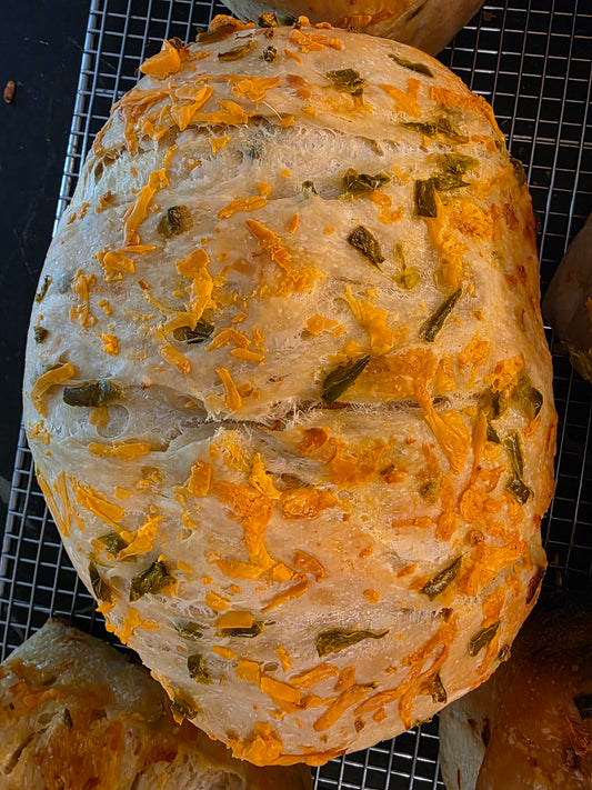 Large Sourdough hot honey jalapeño cheddar loaf